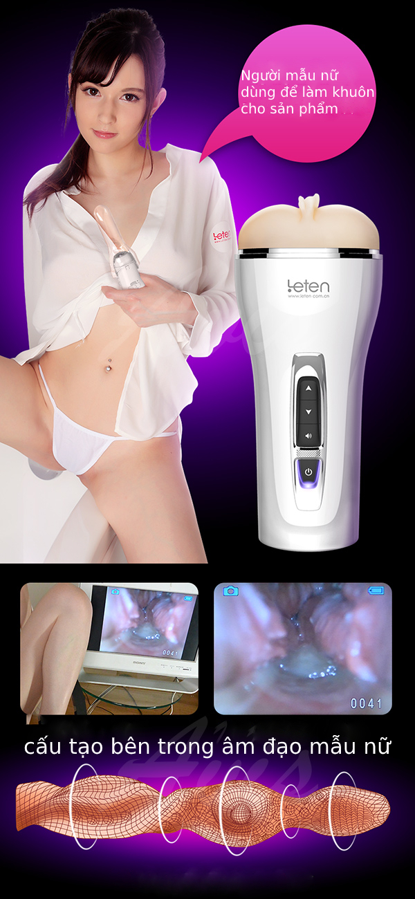 Âm đạo giả Leten siêu rung phát âm cao cấp thư giãn thoải mái